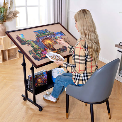 Becko Puzzle-Tisch höhenverstellbar – 1500 Teile, Braun