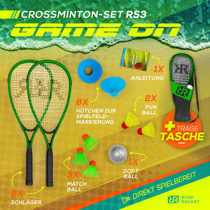 Rush Racket Speed Badminton Set RS3 Crossminton Set Grün