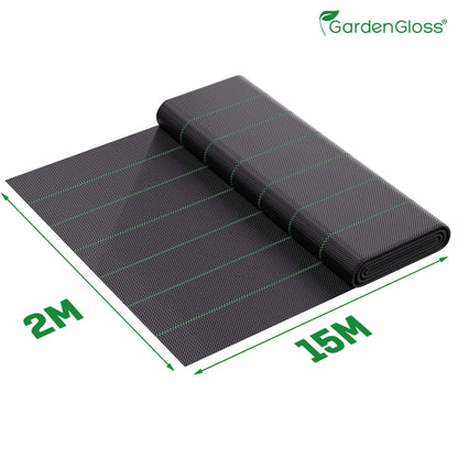 GardenGloss Unkrautvlies 100g/m², 30m², wasserdurchlässig, UV-stabil