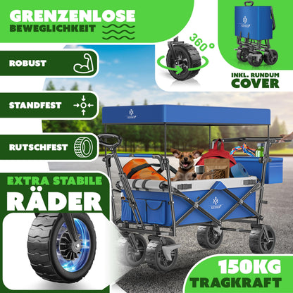 KESSER GT9000 Bollerwagen faltbar – Transportwagen mit Dach 150kg
