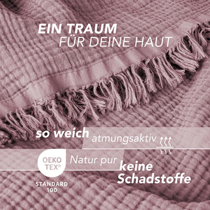 Pure Label Musselin Tagesdecke 220x240 cm Mauve aus 100% Baumwolle