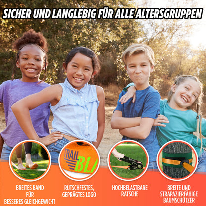 ActiveLine Slackline Anfänger-Komplettset – mit Baumschutz & Tasche