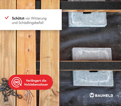 BAUHELD Terrassenpads 20 m Rolle Gummigranulat Bautenschutzmatte