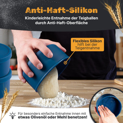 Inselkrone Pizzaballenbox mit Deckel, 6er Set, Silikon, blau, Ø 14 cm