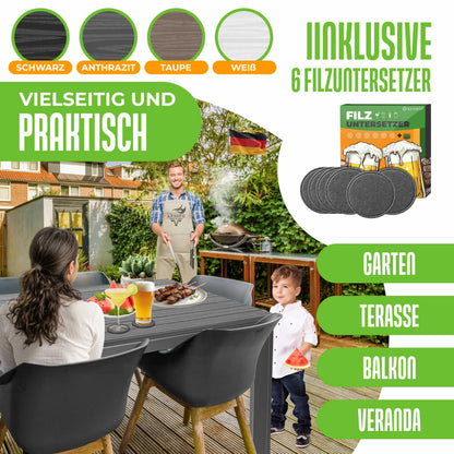 KESSER Gartentisch 156 x 78 cm, Esstisch für 6 Personen, Holz-Optik