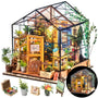 RoWood Miniatur Haus Cathys Blumenhaus, DIY Gewächshaus Bastelset aus Holz mit LED