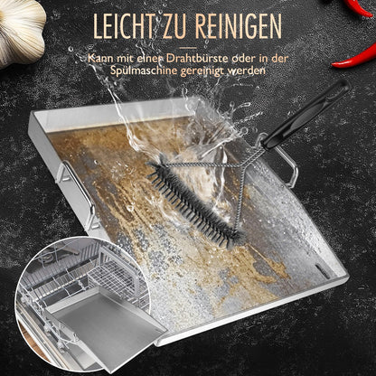 Plancha Grillplatte Set - Edelstahl 30x40cm Gas-/Kohlegrill