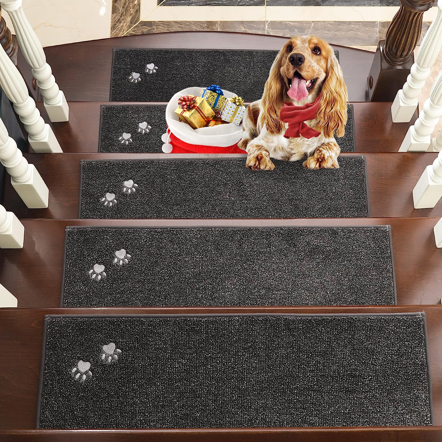 BEQHAUSE Stufenmatten rutschfest – 15 rechteckige, dunkelgraue Matten (22x70cm) für Treppen. Bieten Trittsicherheit und Schutz.