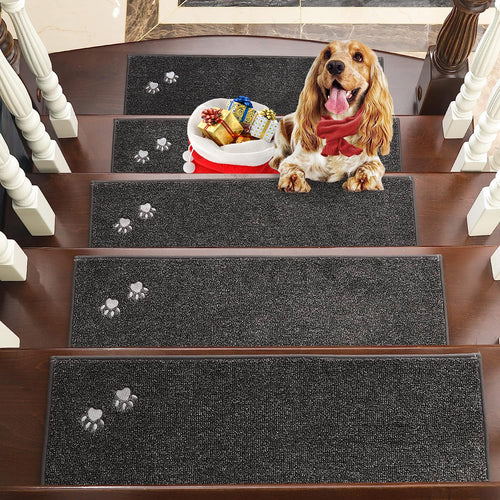 BEQHAUSE Stufenmatten rutschfest – 15er Set, dunkelgrau, 22x70cm