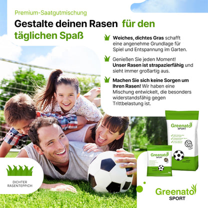 Greenato Sport Rasensamen 10 kg – Sport- und Spielrasen für 400 m²
