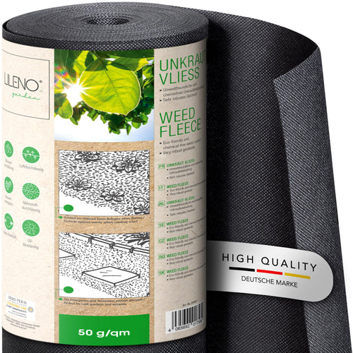 LILENO HOME Unkrautvlies 50 m² Gartenvlies 150 g/m², 1 x 50 m – Vliesrolle für Beete und Wege