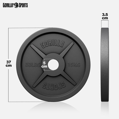 GORILLA SPORTS Olympia Hantelscheiben Gusseisen 50mm