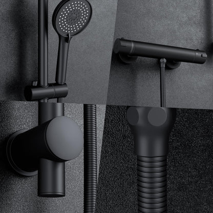 MORADO Duschsystem Thermostat – Schwarz mit Brausegarnitur