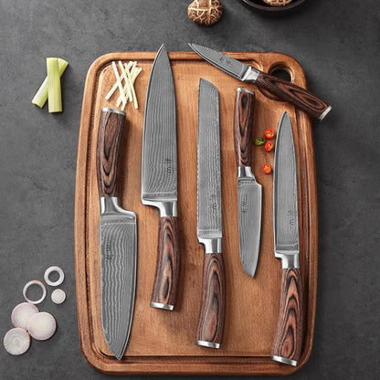 Wakoli EDIB Damastmesser-Set 6-teilig Kochmesser