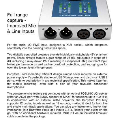 RME Babyface Pro FS USB Audio Interface – 12 In / 12 Out