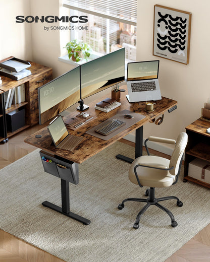 SONGMICS Elektrischer Schreibtisch 160x70 cm - Vintagebraun LSD136K01