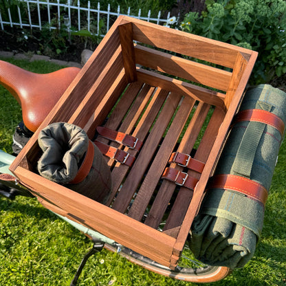 UNUS Fahrradkiste aus Holz mit Picknickdecke und Flaschenhalter