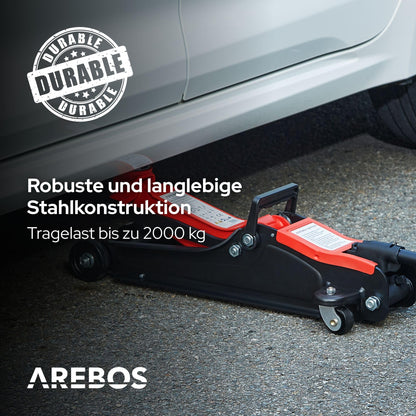Arebos Hydraulischer Rangierwagenheber Flachheber – 2T PKW