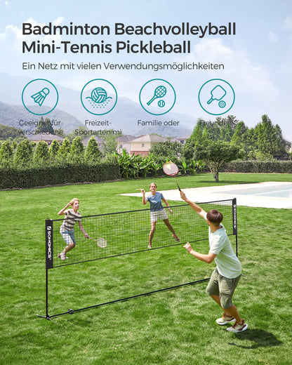 SONGMICS Badminton-Netz 4 m, höhenverstellbar, schwarz SYQ400H