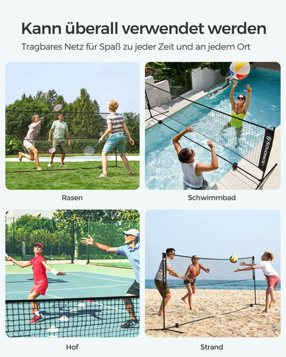 SONGMICS Badminton-Netz 4 m, höhenverstellbar, schwarz SYQ400H
