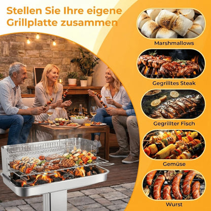 TLGREEN Holzkohlegrill Edelstahl Säulengrill höhenverstellbar