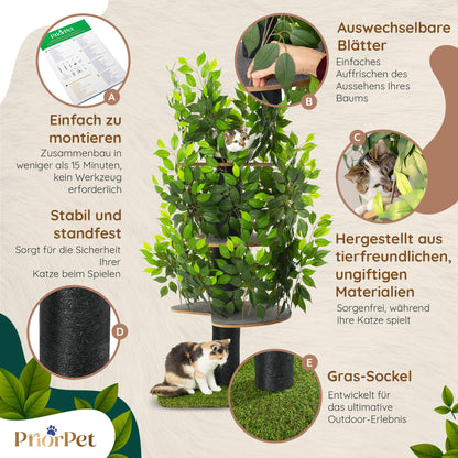 Kratzbaum Natur Patentierter Cat Tree – Gross, Blätter austauschbar