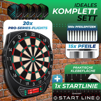KESSER Elektronische Dartscheibe Profi Set - 1-8 Spieler
