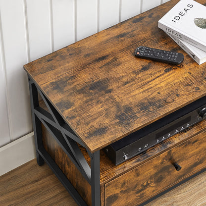 VASAGLE LTV300B01 TV-Schrank - Vintagebraun-Schwarz 120cm