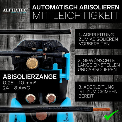 ALPHATEC Crimpzangen-Set PRO-08 mit Wechselbacken und Abisolierzange