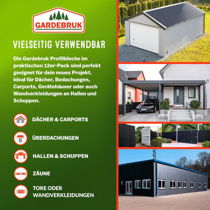 GARDEBRUK® Trapezblech Dachblech Set 7m² - Anthrazit Verzinkt