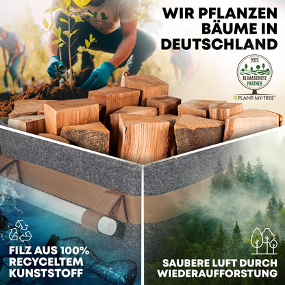 OAKAGE Holzkorb für Kaminholz Filz – Gross Dunkelgrau