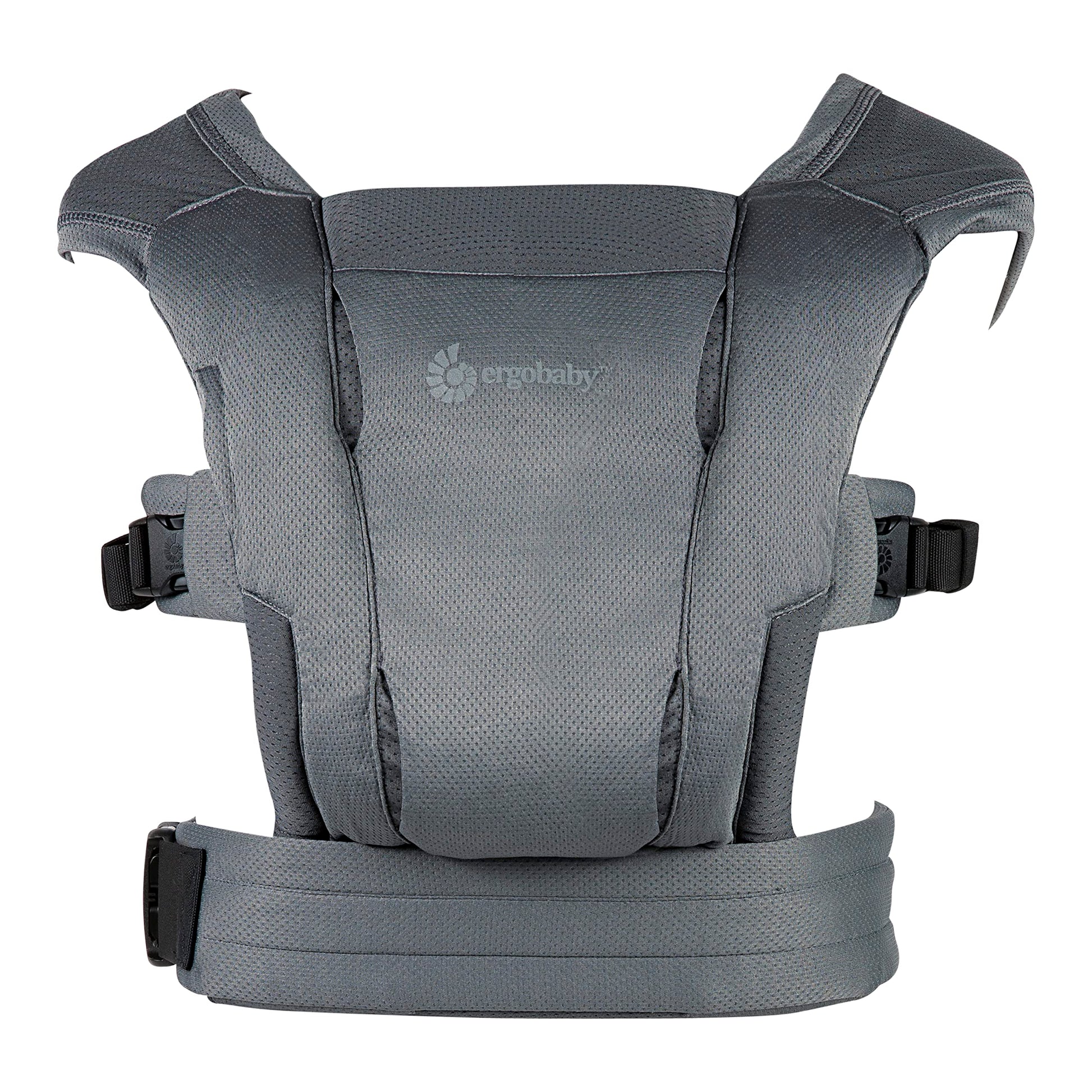 Ergobaby Embrace Soft Air Mesh Babytrage Neugeborene - Washed Black. Schwarze Mesh-Trage zum ergonomischen Tragen von Neugeborenen.