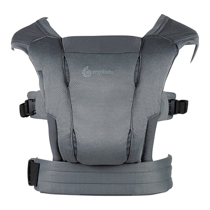 Ergobaby Embrace Soft Air Mesh Babytrage Neugeborene - Washed Black. Schwarze Mesh-Trage zum ergonomischen Tragen von Neugeborenen.