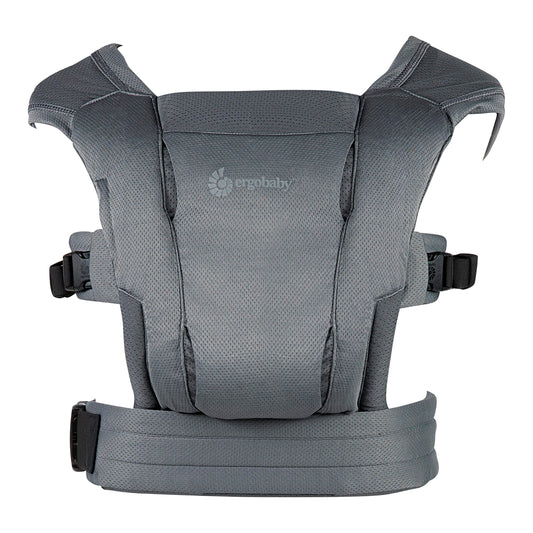 Ergobaby Embrace Soft Air Mesh Babytrage Neugeborene - Washed Black. Schwarze Mesh-Trage zum ergonomischen Tragen von Neugeborenen.