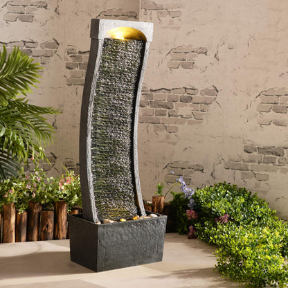 Peaktop Gartenbrunnen RJ-19048-EU mit Wasserfall und LED, 98 cm