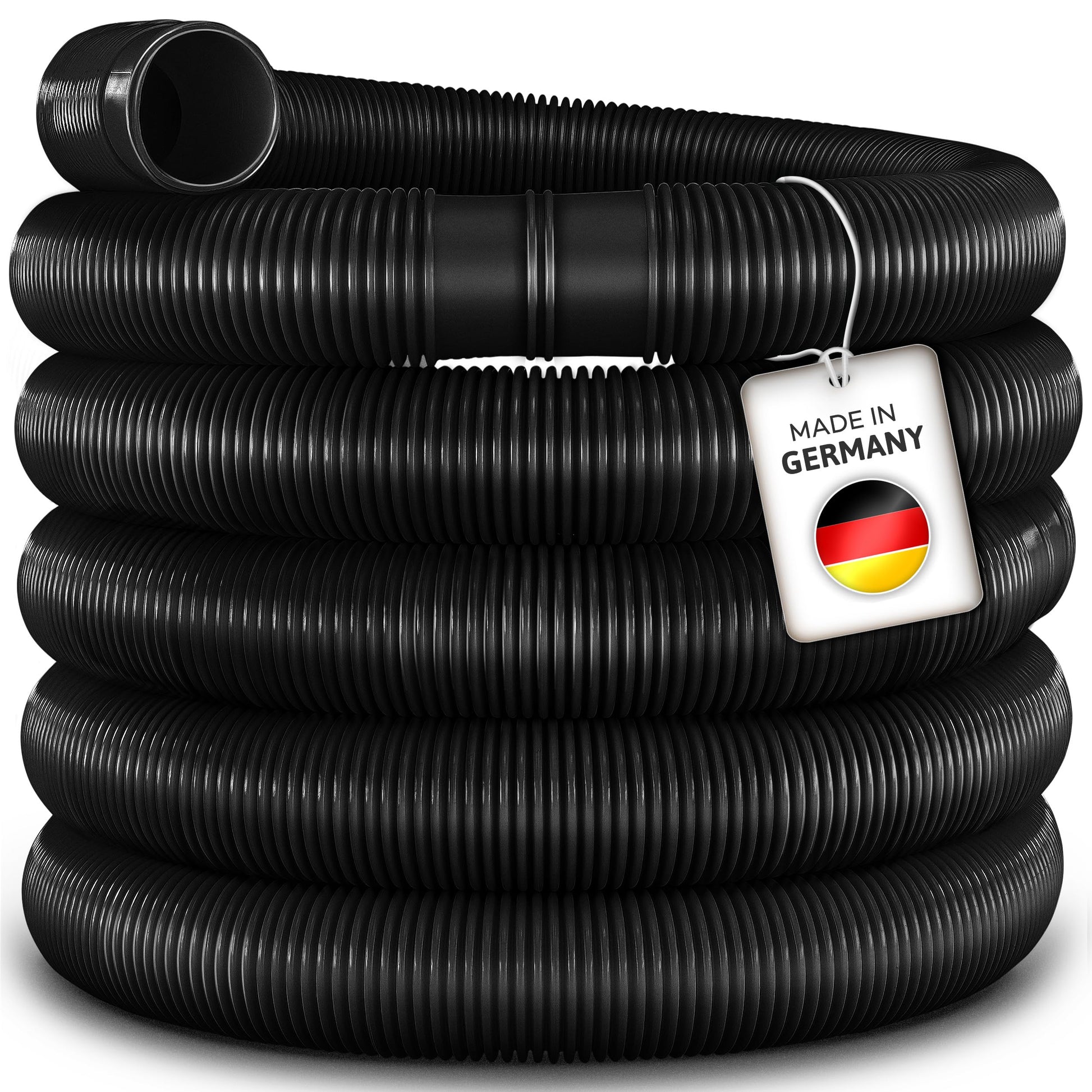tillvex Poolschlauch Solarschlauch mit Muffen, 20 m, Ø 38 mm, schwarz – für Pumpe, Filter und Skimmer