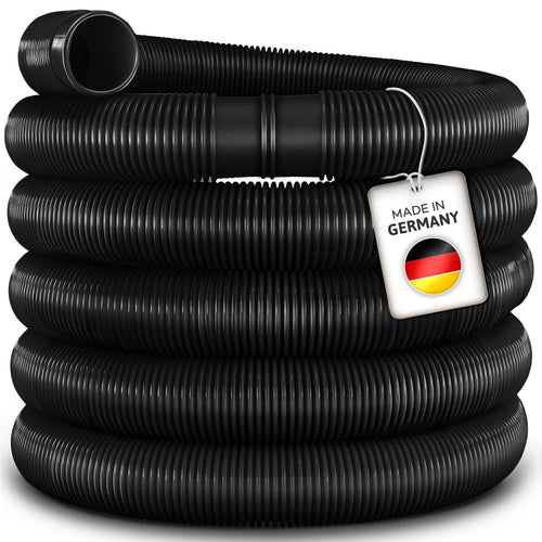 tillvex Poolschlauch Solarschlauch mit Muffen, 20 m, Ø 38 mm, schwarz – für Pumpe, Filter und Skimmer
