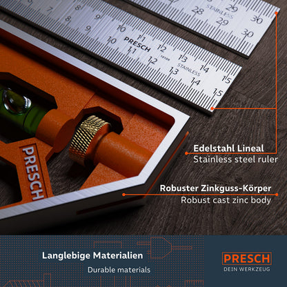Presch Kombinationswinkel-Set 150 mm & 300 mm, Edelstahl