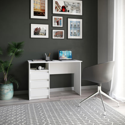 KOMTO Oslo Schreibtisch mit Schubladen - Weiss 110x50 cm