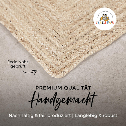 carpetfine Nele Juteteppich Läufer handgewebt - Taupe 70x200 cm