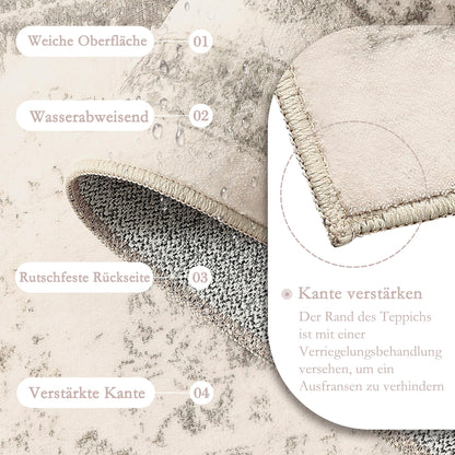 HUGEAR Vintage Teppich Beige 240x300 cm waschbar rutschfest