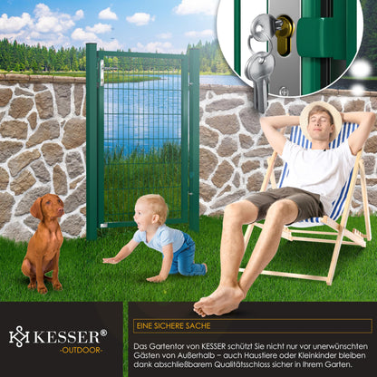 KESSER® Premium Gartentor Stabmattenzaun verzinkt – 140x106cm Grün