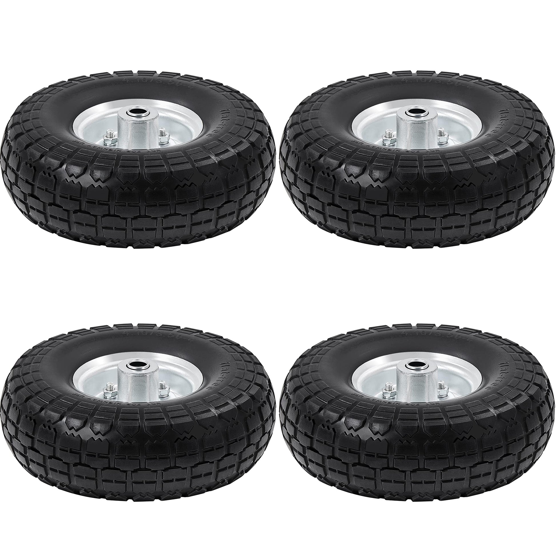Yaheetech Sackkarrenrad 4er Set PU Vollreifen Ø 255 mm pannensicher mit Metallfelge und Kugellager