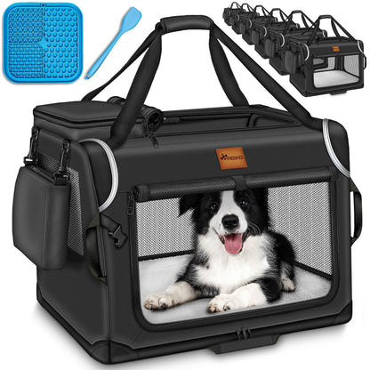 TRESKO Hundebox faltbar M, Transportbox für Hunde und Katzen, schwarz