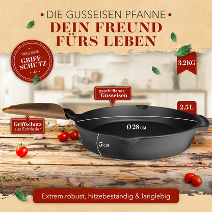 KRUSTENZAUBER Gusseisenpfanne Induktion geschliffen - 28cm