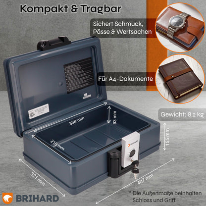 BRIHARD 2017 A4 Dokumentenbox - Feuerfest Wasserdicht