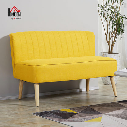 HOMCOM 2-Sitzer Stoffsofa Polstersofa Retro - Gelb