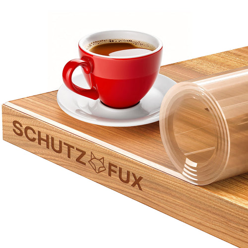 SCHUTZ-FUX Tischfolie 2mm transparent - Tischschutz 100x200 cm: Rechteckige, klare PVC-Folie, 2mm stark, dient als robuster Oberflächenschutz.