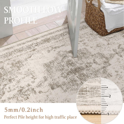 HUGEAR Vintage Teppich Beige 240x300 cm waschbar rutschfest