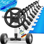 tillvex Pool Aufroller 3-5,70 m mit Vollgummireifen und Thermometer, Aluminium-Teleskoprohr und Handkurbel